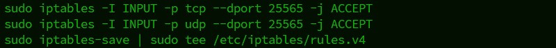 minecraft server iptables open ports at top of chain