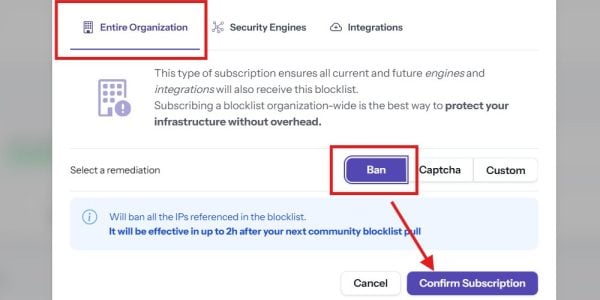 crowdsec blocklist subscription