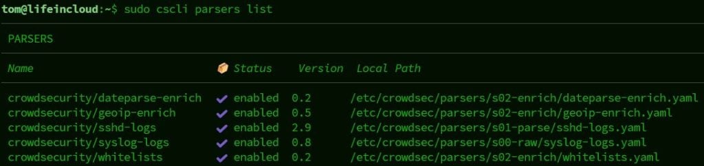 crowdsec parsers list