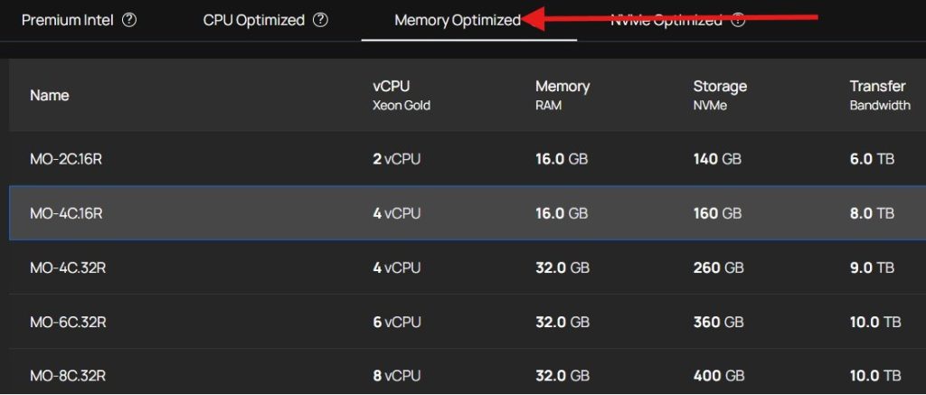 memory optimized instance lifeincloud