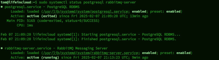 onlyoffice postgresql rabbitmq status