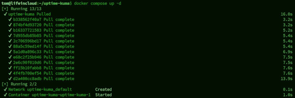 uptime kuma deployment with docker compose