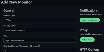 uptime kuma create new monitor